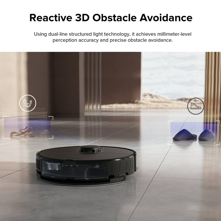 Roborock® S8 Robot Vacuum Cleaner and Sonic Mopping with DuoRoller™ Brush, 6000  Pa, and Obstacle Avoidance(Black) 