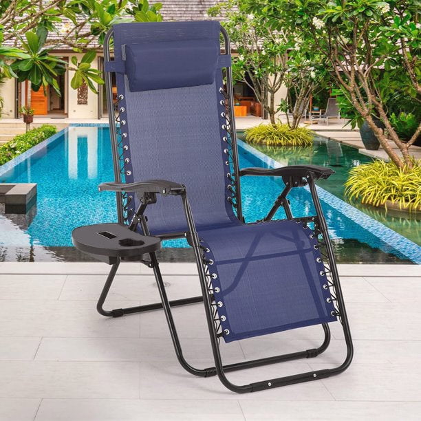Folding Patio Lounge Chairs Beach Sun Pool Lawn Chaise for Outdoor Camping Patio Lawn Dark Blue RICA-J Lounge Chair Outdoor 