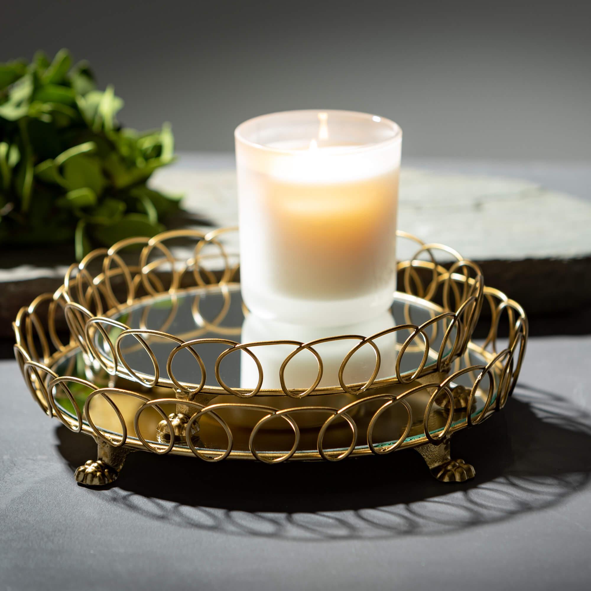 Sullivans 12.5", 10.5" & 8.5" Gilded Gold Mirror Tray Set of 3, Metal