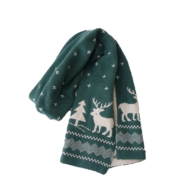 Bufanda de Navidad para hombres y mujeres, bufandas de punto de felpa de alce de ciervo, bufandas versátiles con estampado de doble cara, chal cálido de invierno, regalos de moda