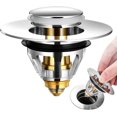 thumbnail image 1 of Kisrais Universal Edition Stainless Steel Bullet Core Push Type Overflow Pop Up Sink Drain Plug with Basket, 1 of 7
