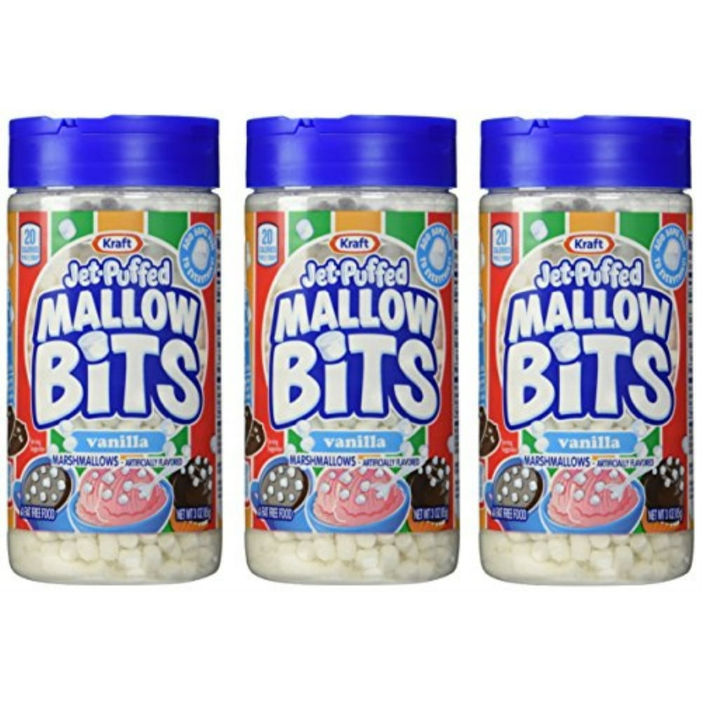 kraft jetpuffed mallow bits vanilla flavor marshmallows, 3 oz bottles