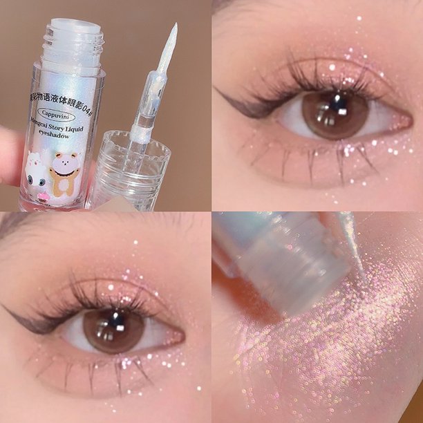Cappuvini Lindo Oso Pequeño Líquido Sombra De Ojos Lentejuelas Brillo En Polvo Estudiante Sirena Perla Lágrimas Maquillaje Cosmético Gao Jinjia unisex