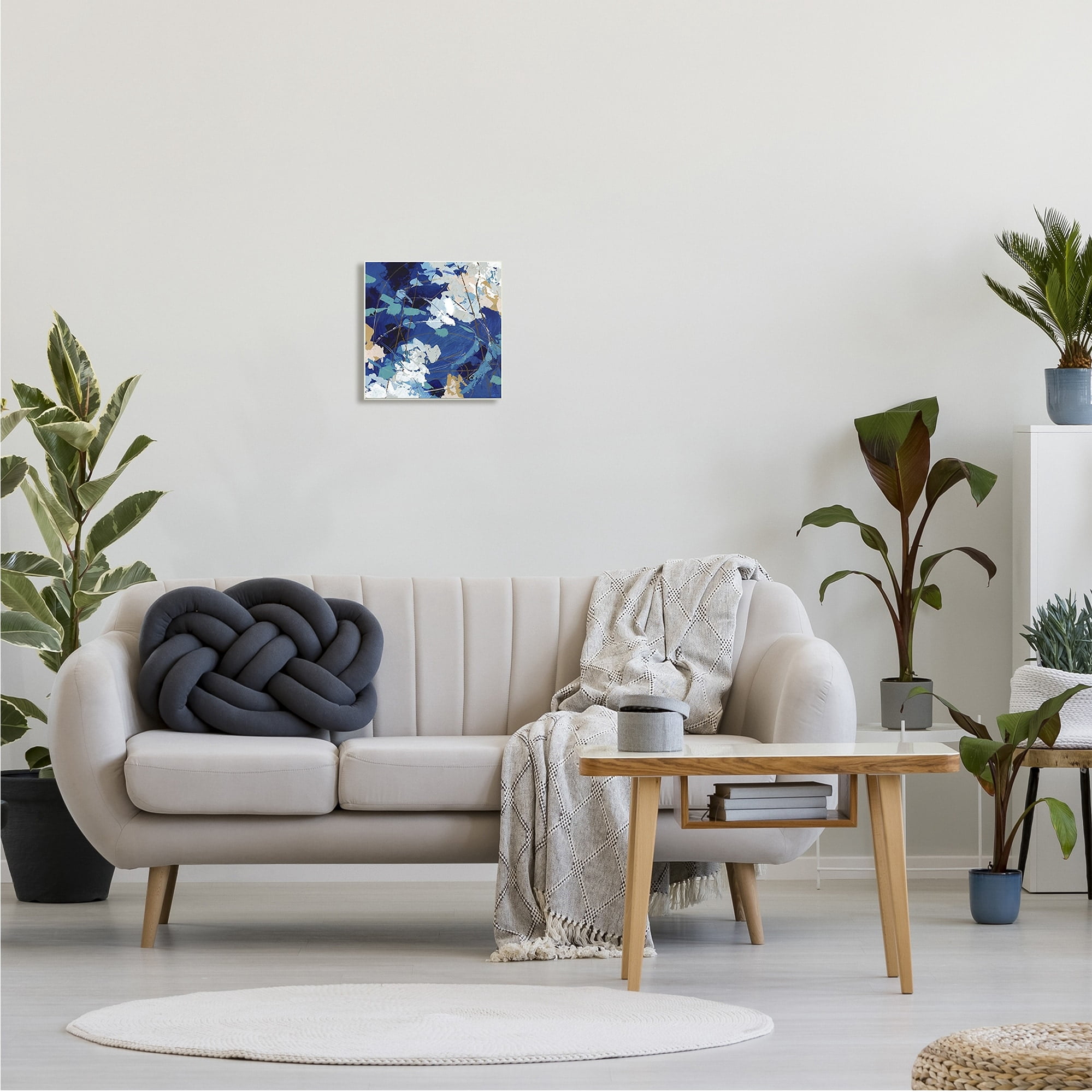 Stupell Industries Modern Blue Gold Abstract Painting Busy Movement Composition, 12 x 12,Design by Sue Riger