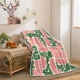 thumbnail image 4 of Boho Abstract Colorful Floral Throw Blanket, Vintage Retro Patchwork Pink Green Flower Botanical Geometric Aesthetic Groovy Flannel Throw Blanket for Chair Bed Sofa Couch, 50X60IN, 4 of 4