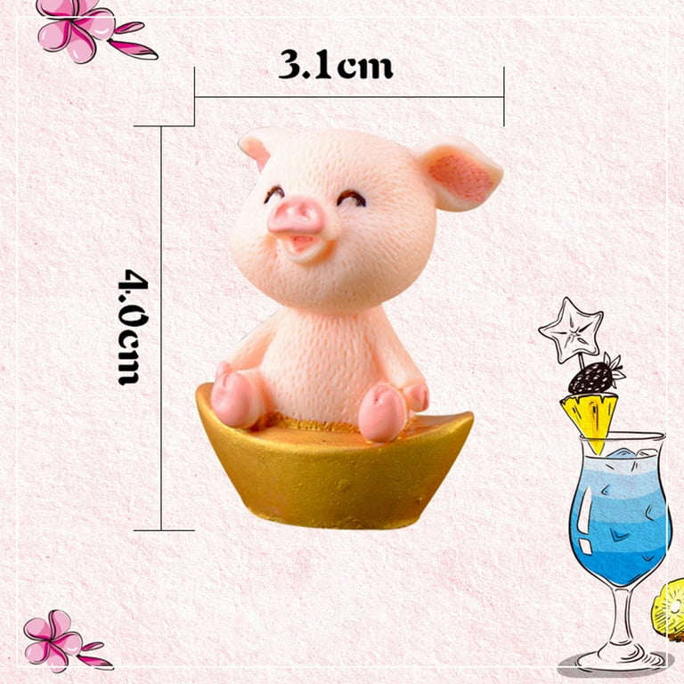 Resin Mini Fortune Pig - DIY Miniature Pigs Cake Topper Landscape