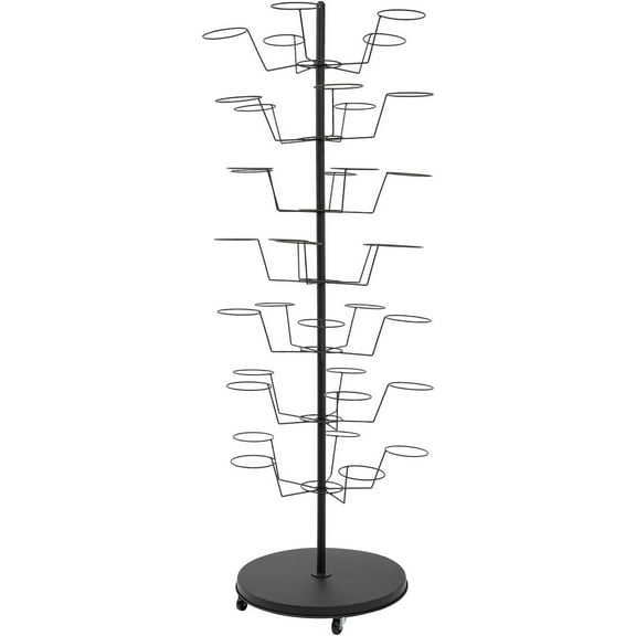 7 Tiers Hat Display Rack Stand with 35 Cap Position, Freestanding Hat Holder Storage Organizer, Floor Stand Display Holder Headwear Retail for Organizing Multiple Wig/Cap Hanger Rack
