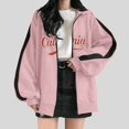 thumbnail image 2 of Blouses for Women Dressy Casual Sexy Fall Winter Loose Fit Hooded Long Sleeve Mitten- Cold Shoulder Hoody Graphic Leisure Cotton Hoodie Sweatshirts(Pink,L), 2 of 4