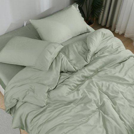 DOZ Sheet Set, 100% Viscose From Bamboo, Organically Grown, Buttery Soft, Cooling Sheets, High GSM, Deep Pockets - 2 Piece - 1 Pillowcase 1 Fitted Sheet (Sage, Twin XL)