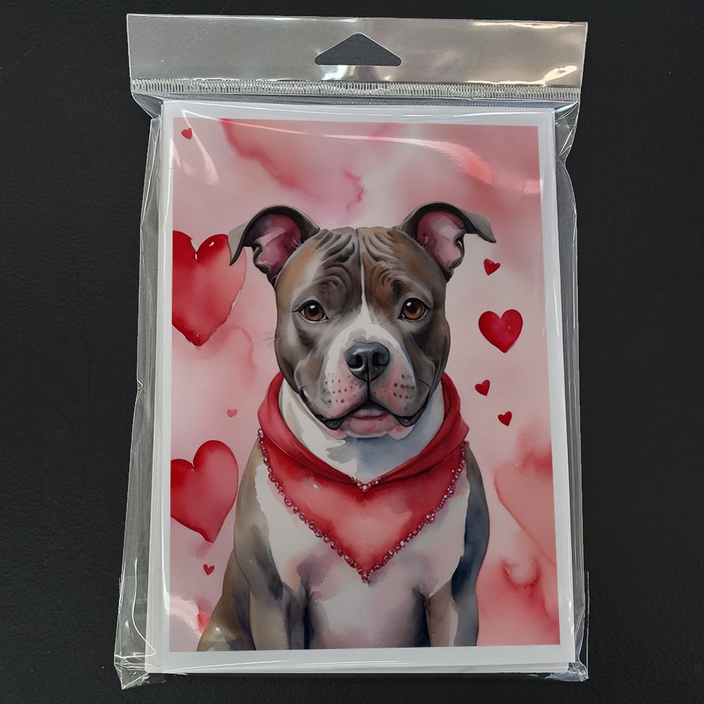 Staffordshire Bull Terrier My Valentine Greeting Cards Pack of 8 7 in x 5 in