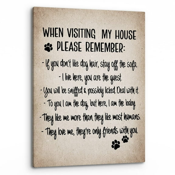 Dog Sign Wall Art, Farmhouse Funny Dog Signs Print Poster Framed Canvas Painting Wall Art Home Living Room Decor