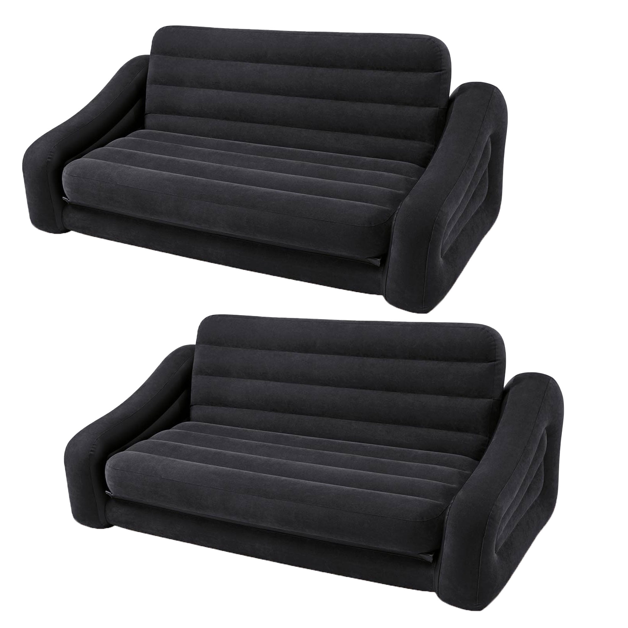 Intex Inflatable Queen Size Pull Out Futon Sofa Couch Bed Dark Gray Intex Inflatable Queen Size Pull Out Futon Sofa Couch Bed Dark Gray 2 Pack Com