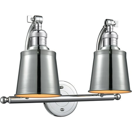 

Polished Chrome Tone Bathroom Vanity 18 Wide Steel/Cast Brass Medium Base 2 Light Fixture