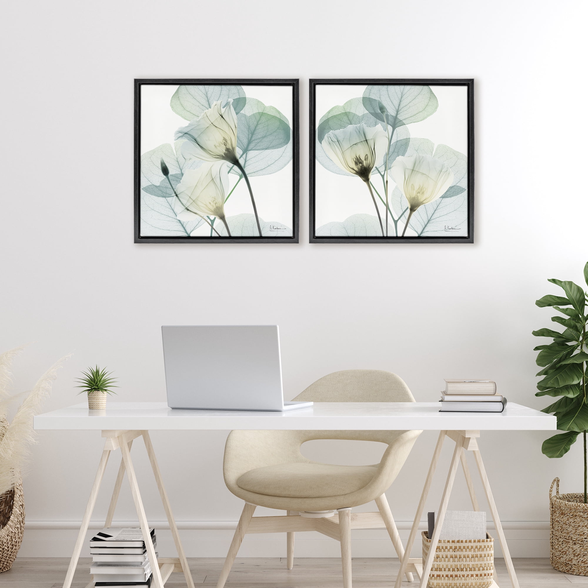 Stupell Industries Divine Fate Flowers 2 Piece Black Framed Floater Canvas Set, design by Albert Koetsier