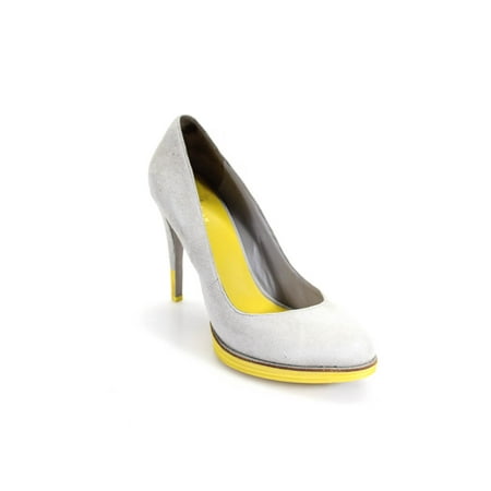 

Pre-owned|Cole Haan Womens Platform Stiletto Pumps Gray Yellow Suede Size 9.5