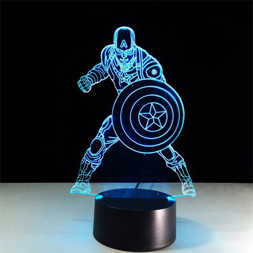Acrylic Night Light Lamp Marvel Inspired Captain America
