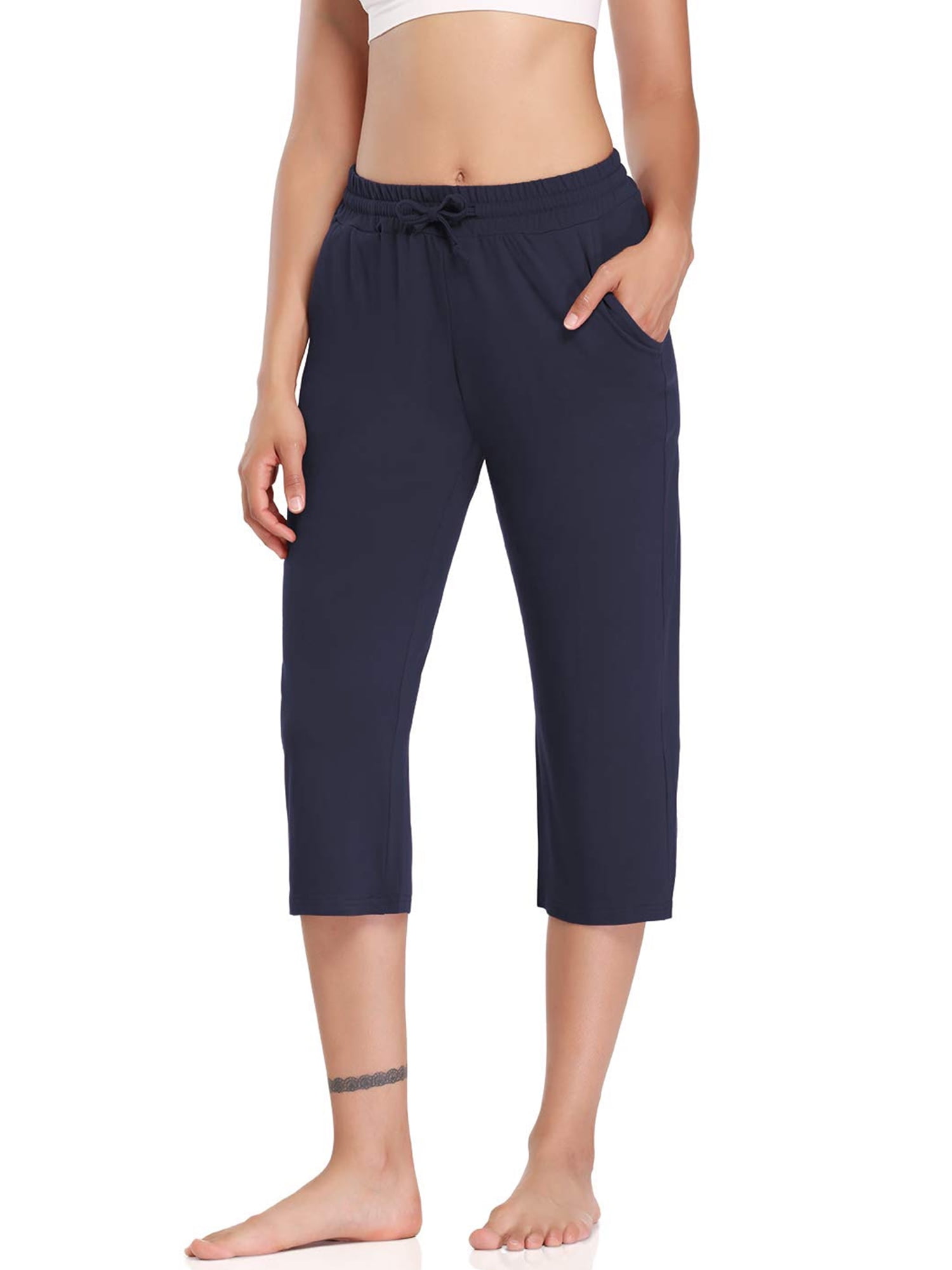 Details about   Womens Capri Yoga Pants With Pockets Gym Workout Fitness Sports Cropped Leggings 