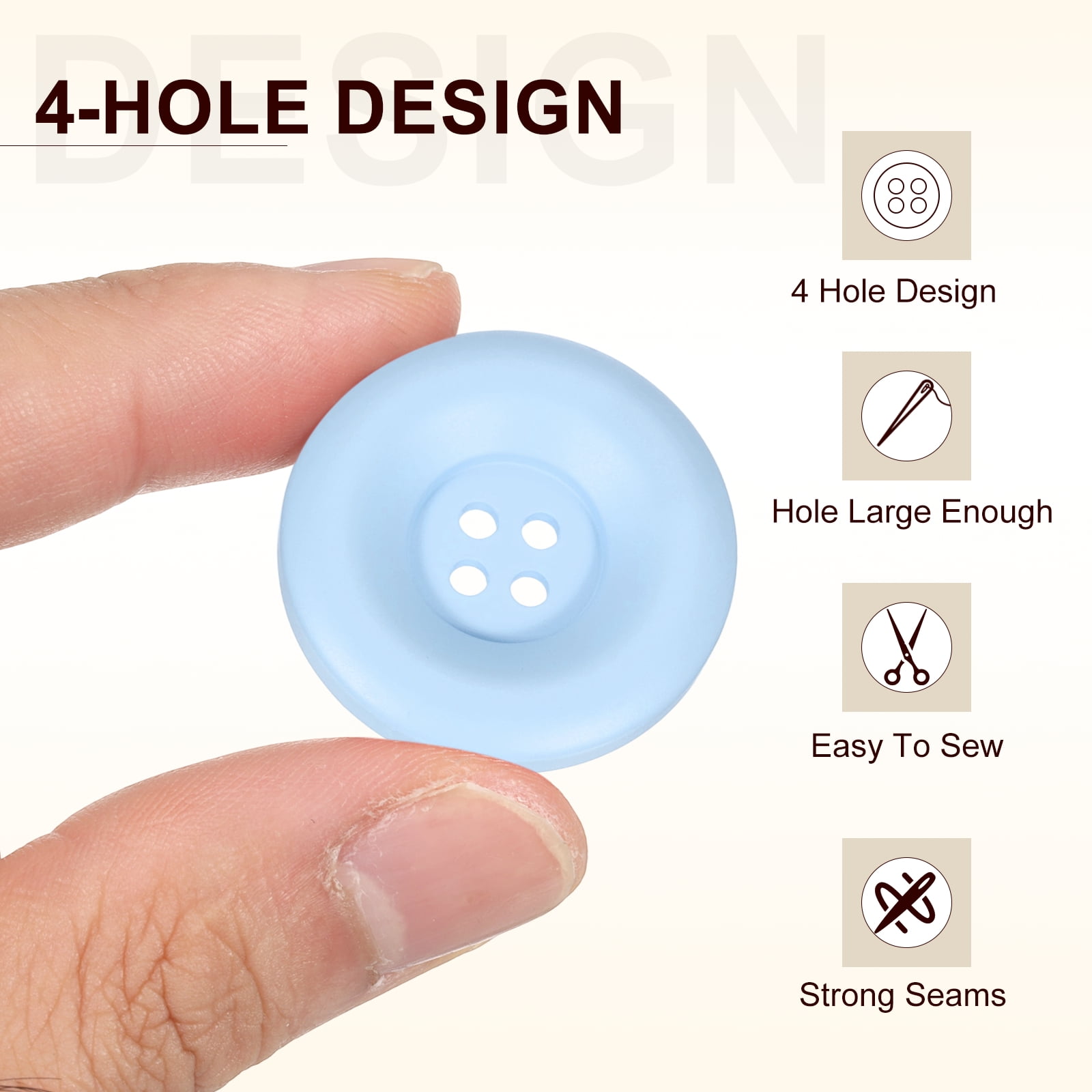 Uxcell 50pcs Sewing Button 30mm 4 Holes Resin Round Crafting Buttons, Blue
