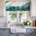 thumbnail image 2 of Abstract Marble Window Valance Curtain Marble Auqa Rod Pocket Short Curtain for Living Room, Bedroom & Kitchen Window Decor 60x18in, 2 of 8