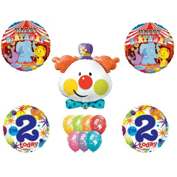 Circus Clown 2nd Birthday Party Balloons Decoration Supplies Second Lion Tiger