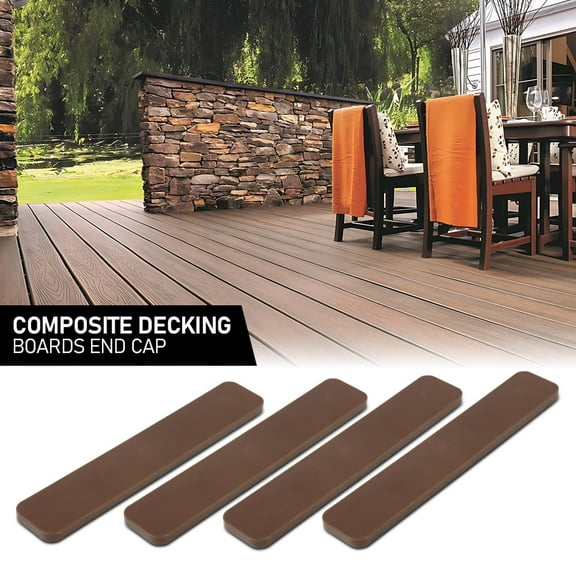 CROSSDESIGN 4pcs Brown Composite Decking boards End Cap Set 5.5”