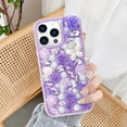thumbnail image 3 of for iPhone 14 Pro Max Bling Case with Strap, Luxury Glitter Rhinestone Diamond Crystal Sparkle Rose Flower Pearl Floral Bracelets Soft Bumper Protective Case Cover for Women Girls Purple, 3 of 10