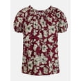 thumbnail image 6 of Time and Tru Women's Ruffle Neck Cotton Top with Short Puff Sleeves, Sizes XS-XXXL, 6 of 6