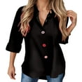 thumbnail image 2 of Fall Shirts for Women 2025 Long Sleeve Button Up Collared Loose Fit Dressy Casual Blouse Womens Fall Tops, 2 of 6