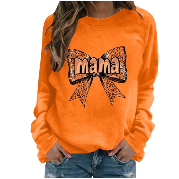 Xuyuer Women's Printed Long Sleeve Round Neck Casual Hoodless Sweatshirt, Comfortable Pullover Top for Mother's Day Gifts, Family Events and Relaxed Everyday Wear
