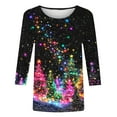 thumbnail image 4 of Christmas Shirts for Women 3/4 Length Sleeve Tshirts Xmas Print Plus Size Graphic Tees Holiday Pullover Tops (S, Black), 4 of 5