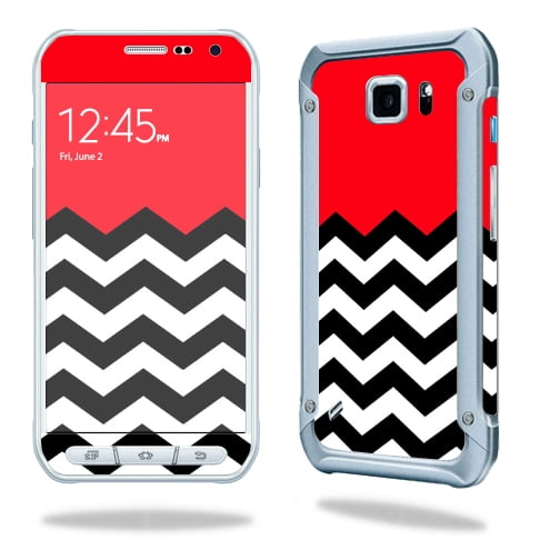 Skin Decal Wrap Compatible With Samsung Galaxy S6 Active cover Sticker Design Red Chevron