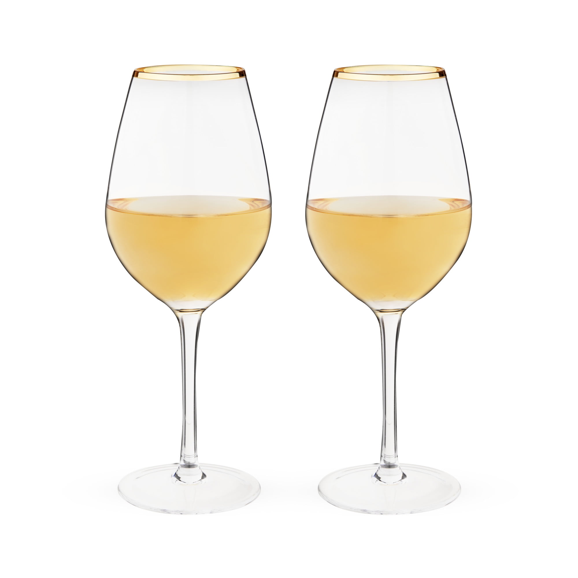 Twine Gilded Wine Glasses, Gold Rimmed Clear Wine Glass Set, Stemmed