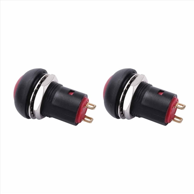 2X Interruptor de Botón Pulsador de 12 mm Una Prueba de Agua de Encendido Y Apagado SPST 2A IP67, Rojo