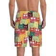 thumbnail image 3 of Kdxio Cute Cartoon Cat Print Mens Sleep Shorts Bottoms Soft Comfy Pajama Wear Pants with Drawstring Pockets, 3 of 7