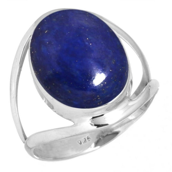 925 Silver Ring For Women - Teens Blue Natural Lapis Lazuli Stone Silver Ring Size 5 September Birthstone Fashion Silver Ring Size 5 Gift For Mom On Birthday 925 Gemstone Silver Jewelry