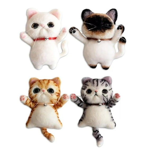 Needle Felting Kit - Felting Kits for Beginners Adult,4 Pcs DIY Cat Brooch Wool Felting Kit with Instr