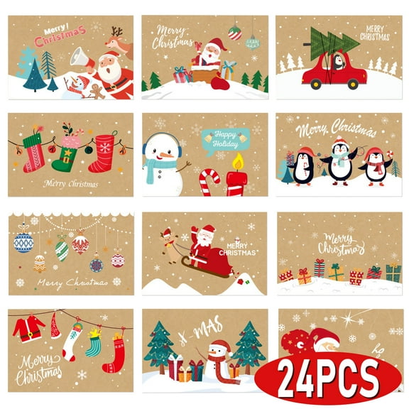 Christmas Cards Xmas Cards with Envelopes Greeting Cards Santa Cards for Christmas Party Favors Supplies 24Pcs