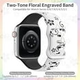 thumbnail image 4 of 2 Pack Silicone Floral Engraved Bands Compatible with Apple Watch Band 41mm 40mm 38mm Women, Cute Two-Tone Flower Soft Sport Strap for iWatch Bands Series 9 SE 8 7 6 5 4 3 2, White+Black, 4 of 5