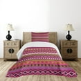 thumbnail image 4 of Ambesonne Pink Quilted Bedspread Set 2 Pcs, Motifs Folk Border, Twin Size, Multicolor, 4 of 5