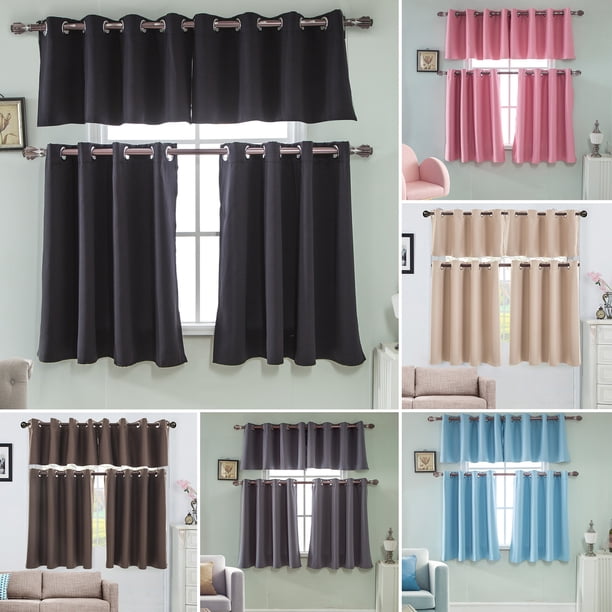 Solid Blackout Short Curtains Panel, Energy Saving Room Darkening