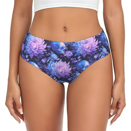 Womens Underwear - pink white Skull flower No Show Seamless Underwear for Women  Kawaii Soft Stretch Women s Panties  Hipster Ladies Panties Bikini Underwear Briefs