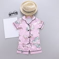 thumbnail image 2 of CAUYDY Toddler Baby Cotton Summer Pajamas Set Button Down Short Sleeve Tops Shorts Pjs 2pcs Boy Girl Solid Sleepwear Outfit(L101-Sky Blue,12-18 M), 2 of 7
