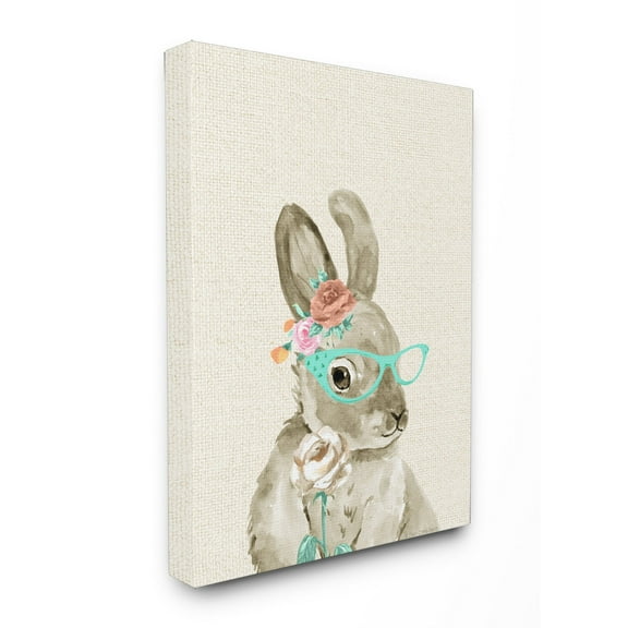 The Stupell Home Decor Collection Woodland Bunny with Cat Eye Glasses Wall Art