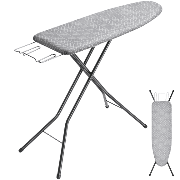 KK KINGRACK Ironing Board, Iron Board with Heat Resistant Cover & Iron Rest, 7 Height Adjustable, 43x13 in, Gray