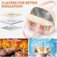 thumbnail image 4 of Lunch Bag for Women Insulated For Men PU leather Small Office Work lunch with Chenille Letters Leakproof Freezable Cooler Reusable Portable Box (White&Pink), 4 of 7