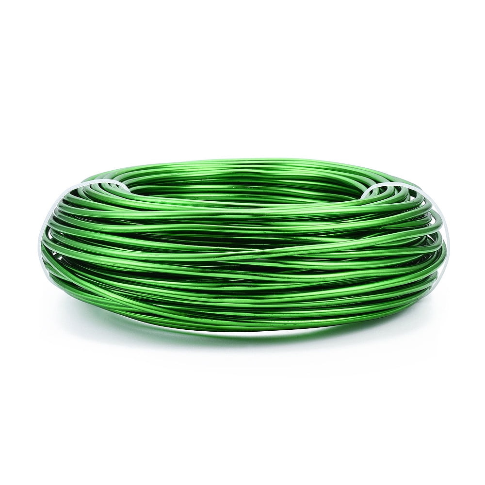 Round Anodized Aluminum Wire Bendable Metal Craft Wire for DIY Jewelry Craft Making Green 9 Gauge 3.0mm 25m/500g(82 Feet/500g)