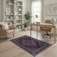 thumbnail image 2 of ODIKA Plum Distressed Scroll Border Pink Mauve Boho Purple Vintage Refined Structured Stain Resistant Low Profile for Dorm Room, Small Living Apartment, 2 of 7