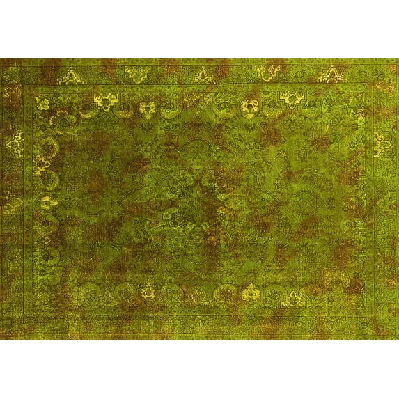 Ahgly Company Machine Washable Indoor Rectangle Oriental Yellow Industrial Area Rugs, 8' x 10'