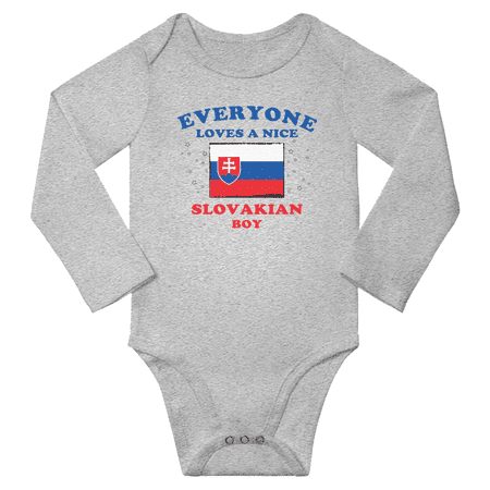

Everyone Loves a Nice Slovakian Boy Baby Long Slevve Bodysuit (Gray 6-12 Months)