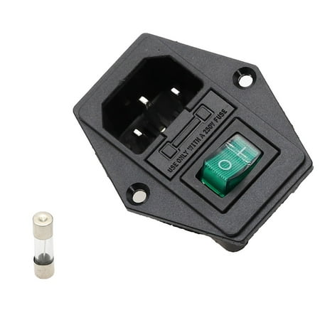 

Suyin 250V 10A Iec320 C14 Mounting Male Plug 3-Pin Panel Power Socket W Fuse Switch